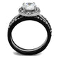 TK2620 - Two-Tone IP Black (Ion Plating) Stainless Steel Ring with AAA Grade CZ  in Clear-2