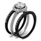 TK2620 - Two-Tone IP Black (Ion Plating) Stainless Steel Ring with AAA Grade CZ  in Clear-3