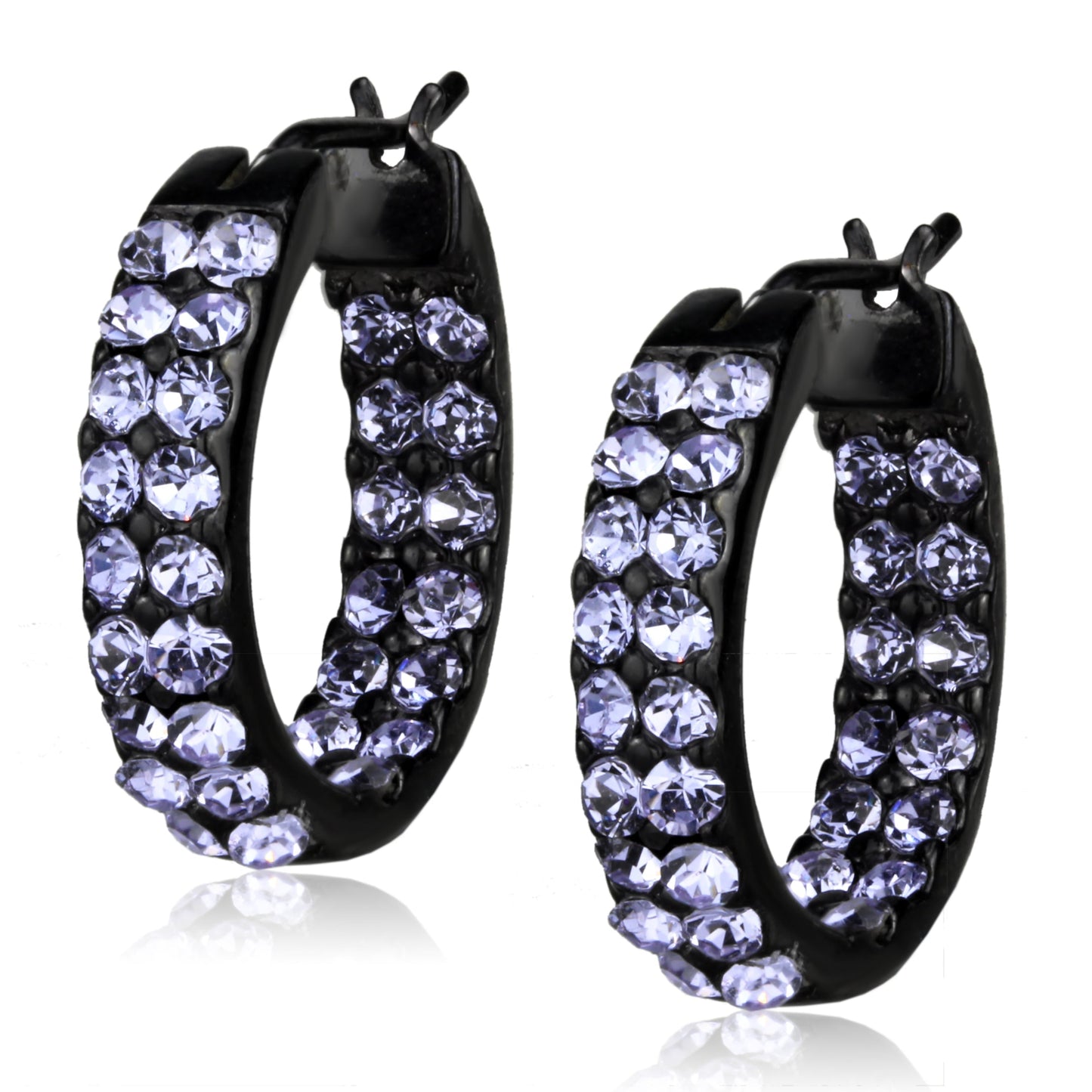 TK2625 - IP Black (Ion Plating) Stainless Steel Earrings with Top Grade Crystal  in Light Amethyst-0