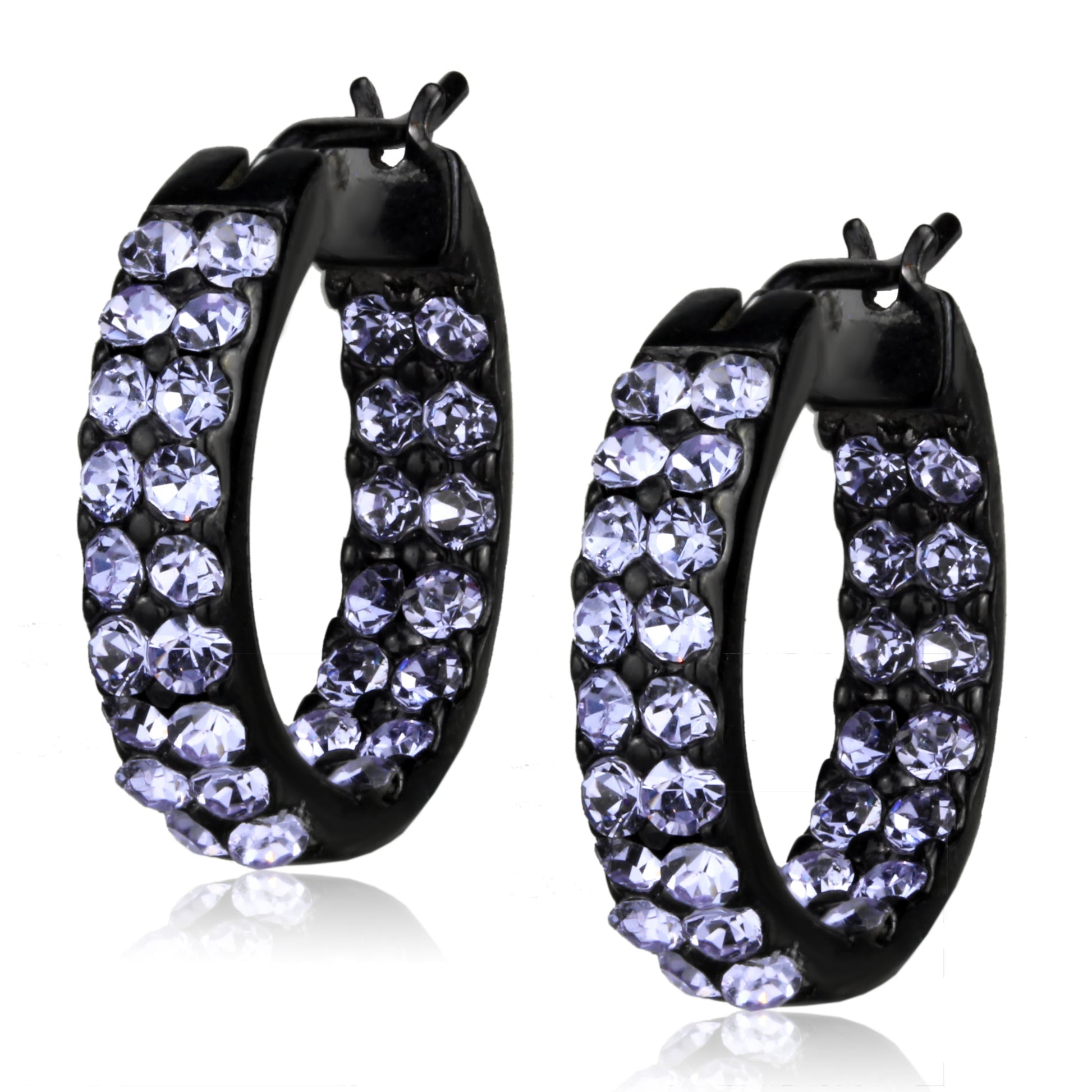 TK2625 - IP Black (Ion Plating) Stainless Steel Earrings with Top Grade Crystal  in Light Amethyst-0