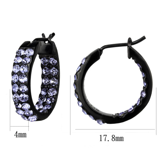 TK2625 - IP Black (Ion Plating) Stainless Steel Earrings with Top Grade Crystal  in Light Amethyst-1