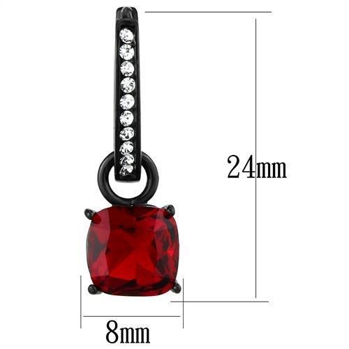 TK2626 - IP Black(Ion Plating) Stainless Steel Earrings with Synthetic Synthetic Glass in Siam-1