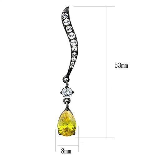 TK2631 - IP Light Black  (IP Gun) Stainless Steel Earrings with AAA Grade CZ  in Topaz-1