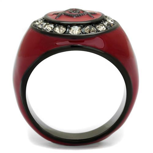 TK2638 - IP Black(Ion Plating) Stainless Steel Ring with Top Grade Crystal  in Black Diamond-2