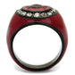 TK2638 - IP Black(Ion Plating) Stainless Steel Ring with Top Grade Crystal  in Black Diamond-2
