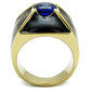 TK2640 - IP Gold(Ion Plating) Stainless Steel Ring with AAA Grade CZ  in London Blue-2