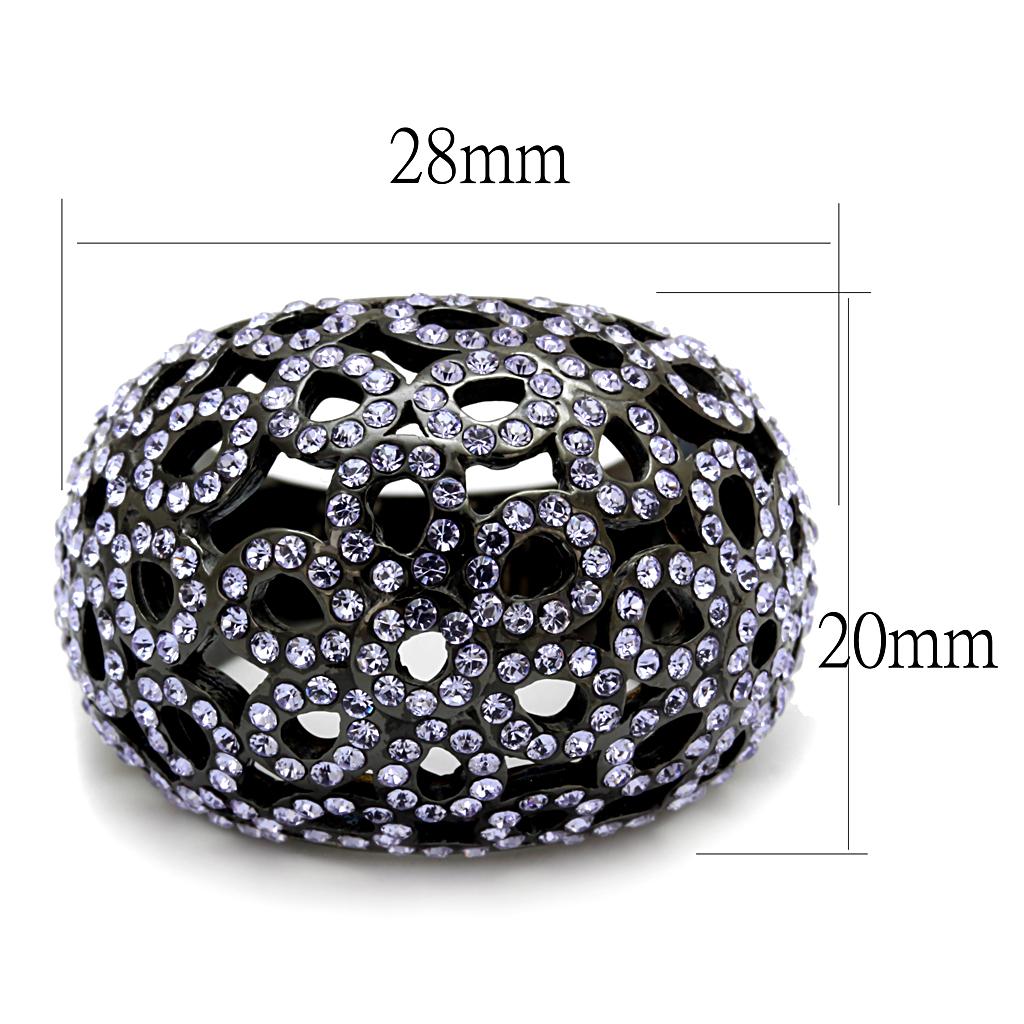 TK2642 - IP Light Black  (IP Gun) Stainless Steel Ring with Top Grade Crystal  in Tanzanite-1