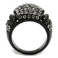 TK2643 - IP Black(Ion Plating) Stainless Steel Ring with Top Grade Crystal  in Hematite-2