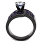 TK2644 - IP Light Black  (IP Gun) Stainless Steel Ring with AAA Grade CZ  in Light Amethyst-2