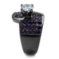 TK2644 - IP Light Black  (IP Gun) Stainless Steel Ring with AAA Grade CZ  in Light Amethyst-3
