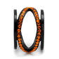 TK2645 - IP Black(Ion Plating) Stainless Steel Ring with Top Grade Crystal  in Orange-3