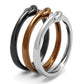 TK2648 - Three Tone (IP Light Coffee & IP Light Black & High Polished) Stainless Steel Ring with No Stone-3
