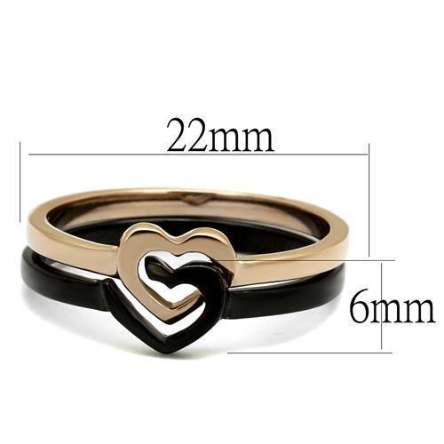 TK2650 - IP Rose Gold+ IP Black (Ion Plating) Stainless Steel Ring with No Stone-1