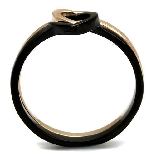 TK2650 - IP Rose Gold+ IP Black (Ion Plating) Stainless Steel Ring with No Stone-2