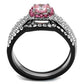 TK2651 - Two-Tone IP Black (Ion Plating) Stainless Steel Ring with AAA Grade CZ  in Light Rose-2