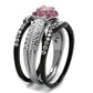 TK2651 - Two-Tone IP Black (Ion Plating) Stainless Steel Ring with AAA Grade CZ  in Light Rose-3