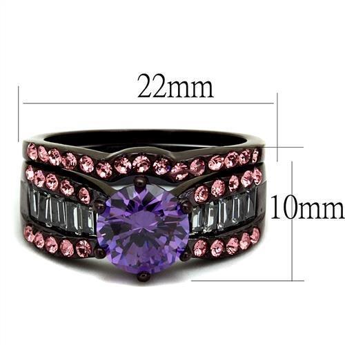 TK2652 - IP Dark Brown (IP coffee) Stainless Steel Ring with AAA Grade CZ  in Amethyst-1