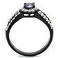 TK2653 - Two-Tone IP Black (Ion Plating) Stainless Steel Ring with AAA Grade CZ  in Tanzanite-2