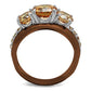 TK2656 - Two Tone IP Light Brown (IP Light coffee) Stainless Steel Ring with AAA Grade CZ  in Champagne-2