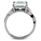 TK2657 - High polished (no plating) Stainless Steel Ring with AAA Grade CZ  in Clear-2