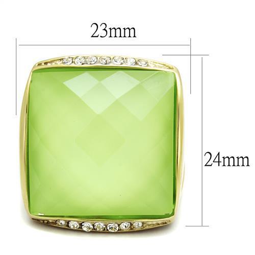 TK2661 - IP Gold(Ion Plating) Stainless Steel Ring with Synthetic Synthetic Stone in Apple Green color-1