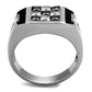 TK2663 - High polished (no plating) Stainless Steel Ring with AAA Grade CZ  in Jet-2