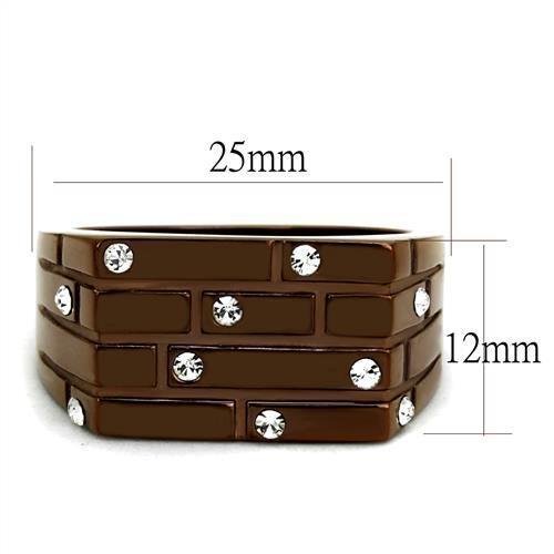 TK2664 - IP Coffee light Stainless Steel Ring with Top Grade Crystal  in Clear-1