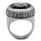 TK2666 - High polished (no plating) Stainless Steel Ring with Top Grade Crystal  in Jet-2