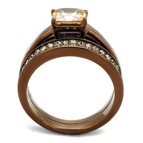 TK2670 - IP Coffee light Stainless Steel Ring with AAA Grade CZ  in Champagne-2