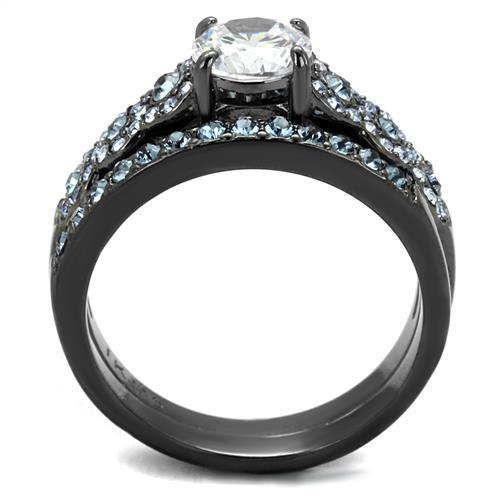 TK2671 - IP Light Black  (IP Gun) Stainless Steel Ring with AAA Grade CZ  in Clear-2