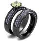 TK2672 - IP Light Black  (IP Gun) Stainless Steel Ring with AAA Grade CZ  in Apple Green color-3
