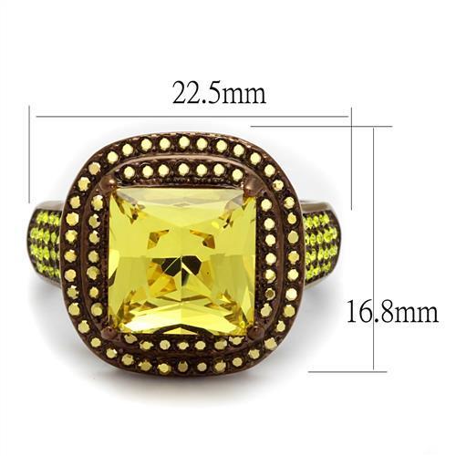 TK2677 - IP Coffee light Stainless Steel Ring with AAA Grade CZ  in Topaz-1