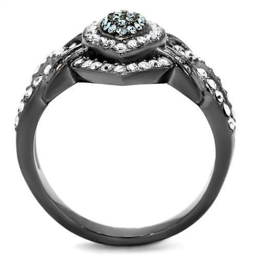 TK2679 - IP Light Black  (IP Gun) Stainless Steel Ring with Top Grade Crystal  in Multi Color-2
