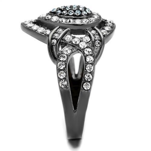 TK2679 - IP Light Black  (IP Gun) Stainless Steel Ring with Top Grade Crystal  in Multi Color-3