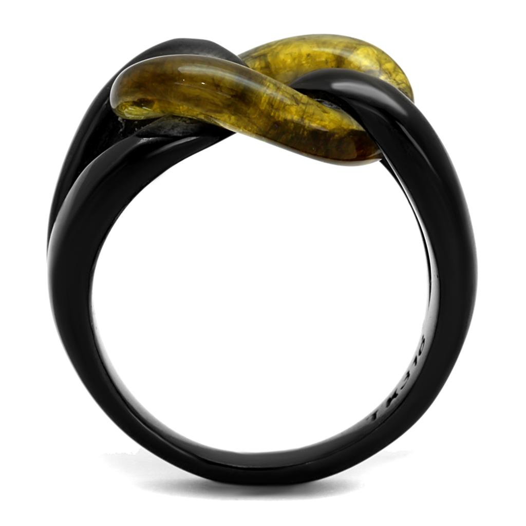 TK2682 - IP Black(Ion Plating) Stainless Steel Ring with Synthetic Synthetic Stone in Topaz-2