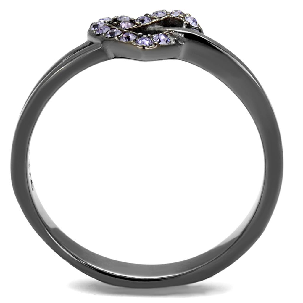 TK2685 - IP Light Black  (IP Gun) Stainless Steel Ring with Top Grade Crystal  in Light Amethyst-2