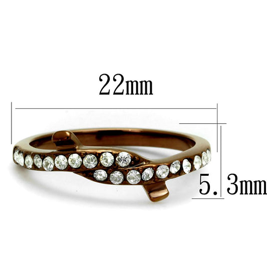 TK2687 - IP Coffee light Stainless Steel Ring with Top Grade Crystal  in Clear-1