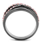 TK2688 - IP Light Black  (IP Gun) Stainless Steel Ring with Top Grade Crystal  in Light Peach-2