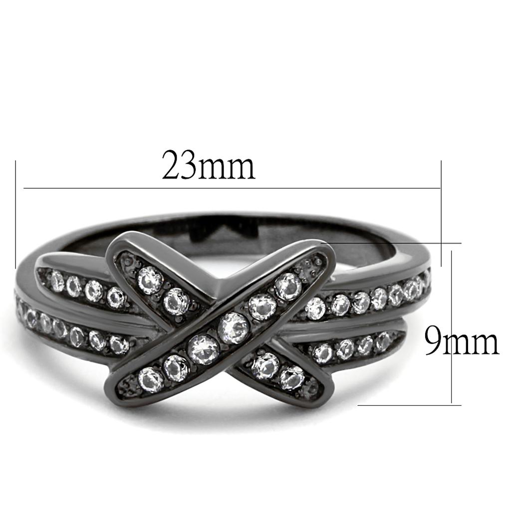 TK2689 - IP Light Black  (IP Gun) Stainless Steel Ring with AAA Grade CZ  in Clear-1