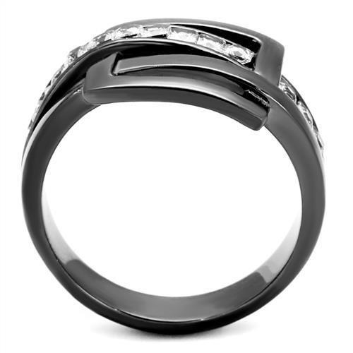 TK2690 - IP Light Black  (IP Gun) Stainless Steel Ring with AAA Grade CZ  in Clear-2