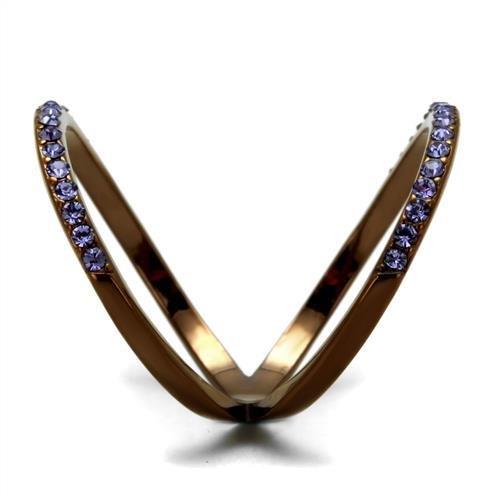 TK2693 - IP Coffee light Stainless Steel Ring with Top Grade Crystal  in Tanzanite-3