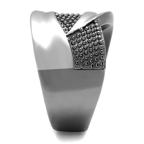 TK2700 - Two Tone IP Light Black (IP Gun) Stainless Steel Ring with No Stone-3