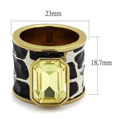 TK2701 - IP Gold(Ion Plating) Stainless Steel Ring with Top Grade Crystal  in Citrine Yellow-1