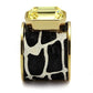 TK2701 - IP Gold(Ion Plating) Stainless Steel Ring with Top Grade Crystal  in Citrine Yellow-3