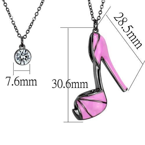 TK2703 - IP Light Black  (IP Gun) Stainless Steel Chain Pendant with Top Grade Crystal  in Clear-1