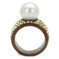 TK2715 - IP Coffee light Stainless Steel Ring with Synthetic Pearl in White-2