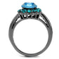TK2716 - IP Light Black  (IP Gun) Stainless Steel Ring with Top Grade Crystal  in Sea Blue-2