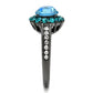 TK2716 - IP Light Black  (IP Gun) Stainless Steel Ring with Top Grade Crystal  in Sea Blue-3