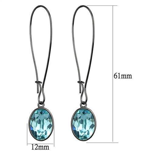 TK2720 - IP Light Black  (IP Gun) Stainless Steel Earrings with Top Grade Crystal  in Sea Blue-1