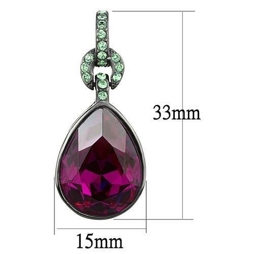 TK2726 - IP Light Black  (IP Gun) Stainless Steel Earrings with Top Grade Crystal  in Fuchsia-1